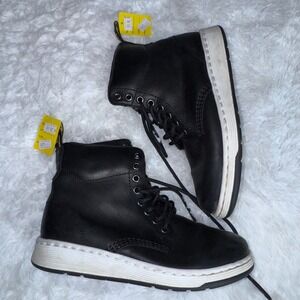 Dr Martens Rigal Black Leather Mesh Knit Boots Mens 5 AW004 KV06R